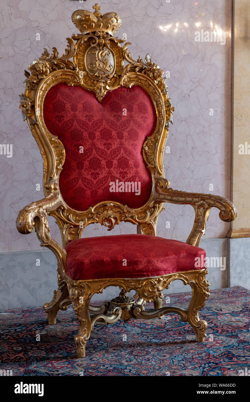 Il Re ha il trono al palazzo dell'Arcivescovo di Olomouc, Repubblica Ceca Foto Stock