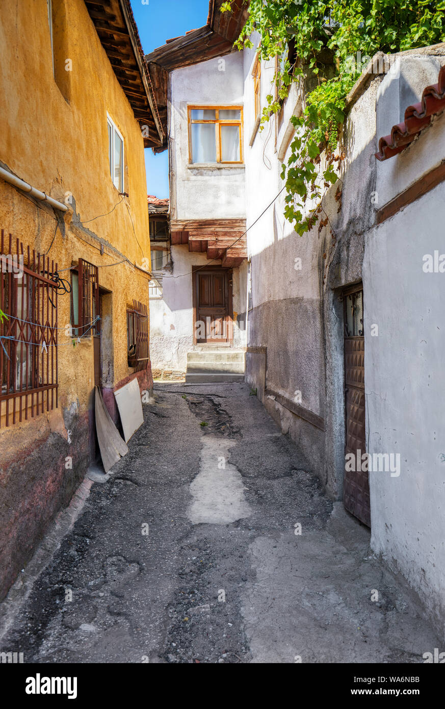 Antiche case di Ankara e il vicolo in Hamamonu, Ankara, Turchia Foto Stock