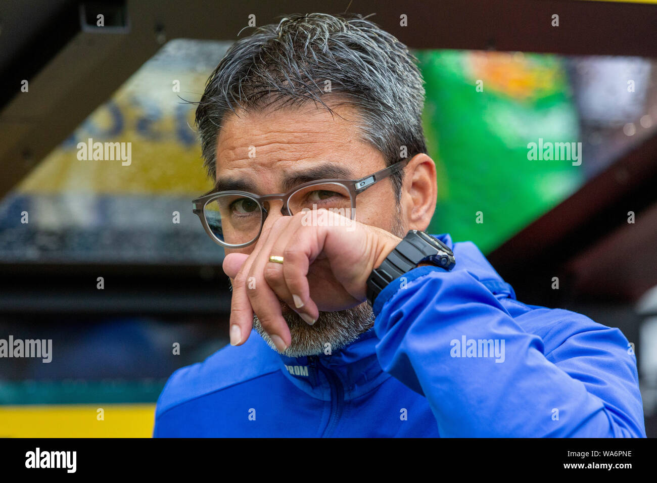 Sport, calcio, Bundesliga, 2019/2020, Borussia Moenchengladbach vs FC Schalke 04 0-0, Stadio Borussia Park, head coach David Wagner (S04), DFL REGOLAMENTI VIETANO QUALSIASI USO DI FOTOGRAFIE come sequenze di immagini e/o quasi-VIDEO Foto Stock