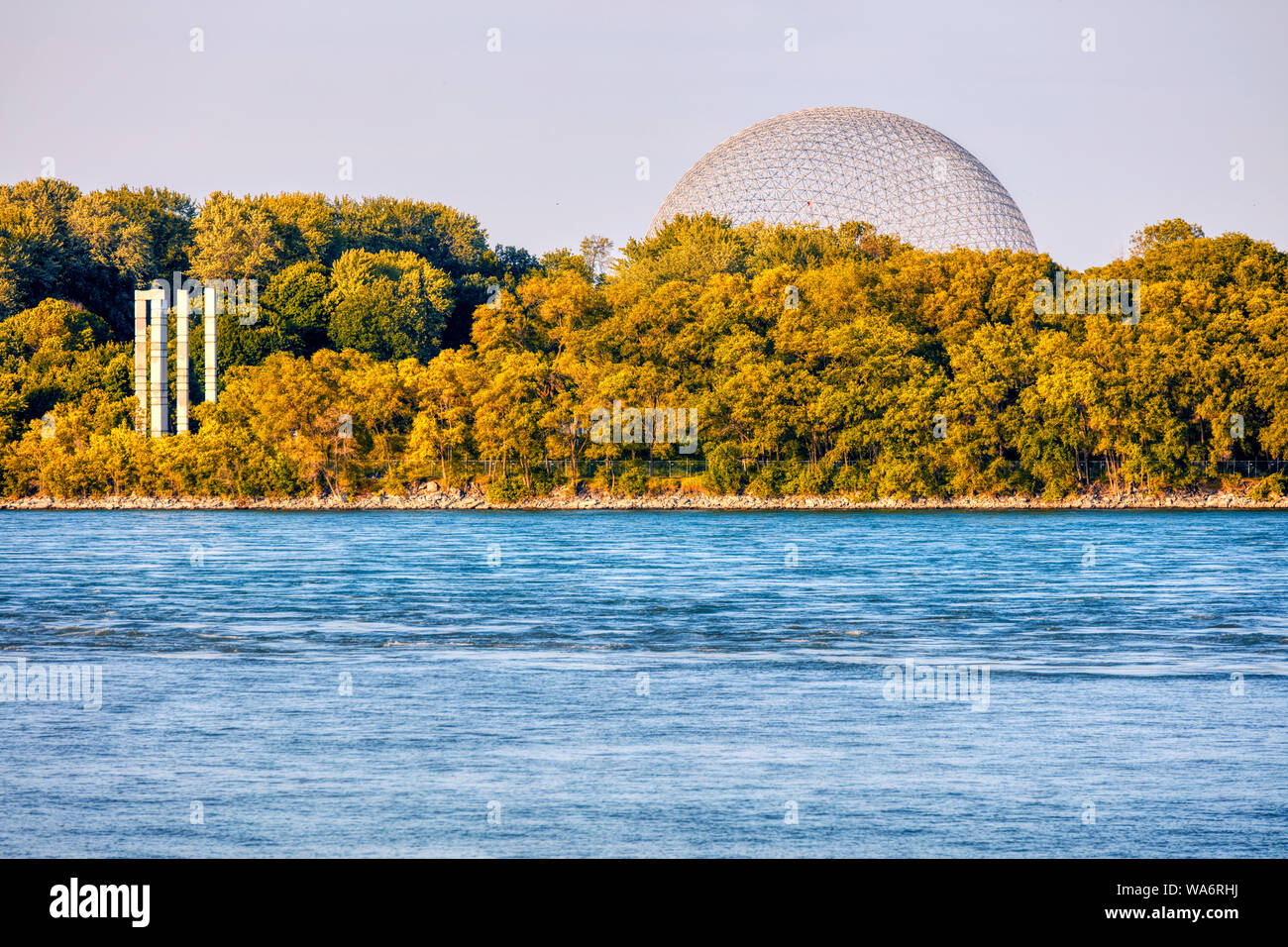 Saint Helen's island, biosfera e il fiume San Lorenzo a Montreal, Quebec, Canada. Foto Stock