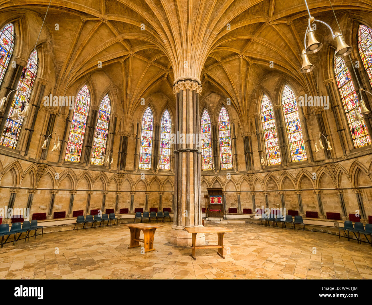 3 Luglio 2019: Lincoln, Lincolnshire, Regno Unito - XIII secolo Capitolare della Cattedrale di Lincoln Foto Stock