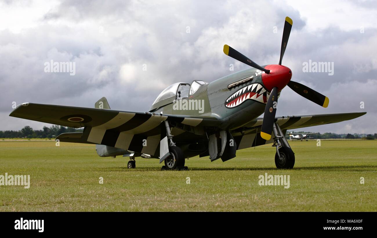 North American P-51D Mustang (G-SHWN) sul flightline al Flying Legends su Airshow xiv Luglio 2019 Foto Stock