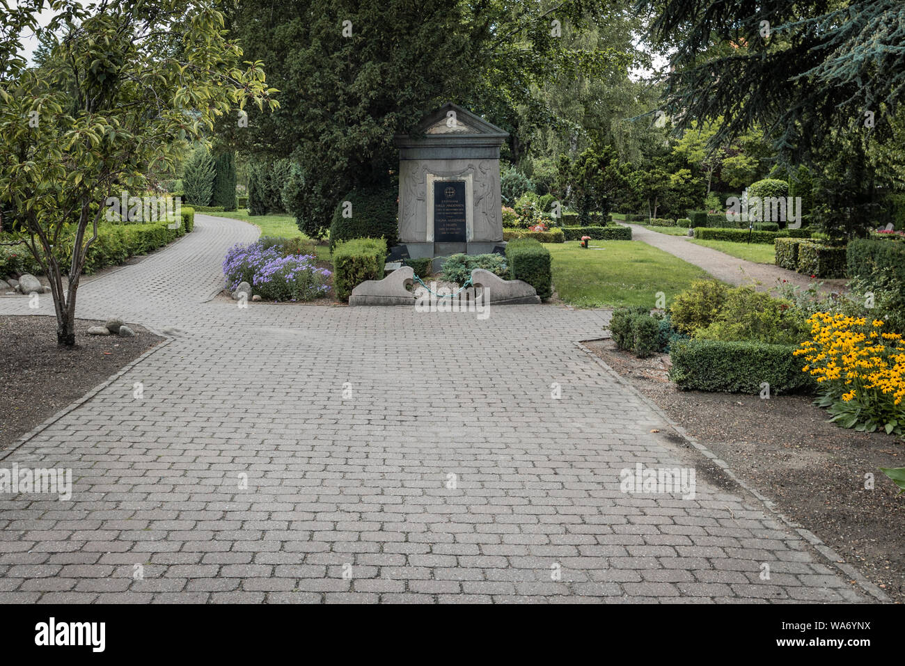 Grande memoriale nel cimitero Garnisons a Copenaghen, 16 agosto 2019 Foto Stock
