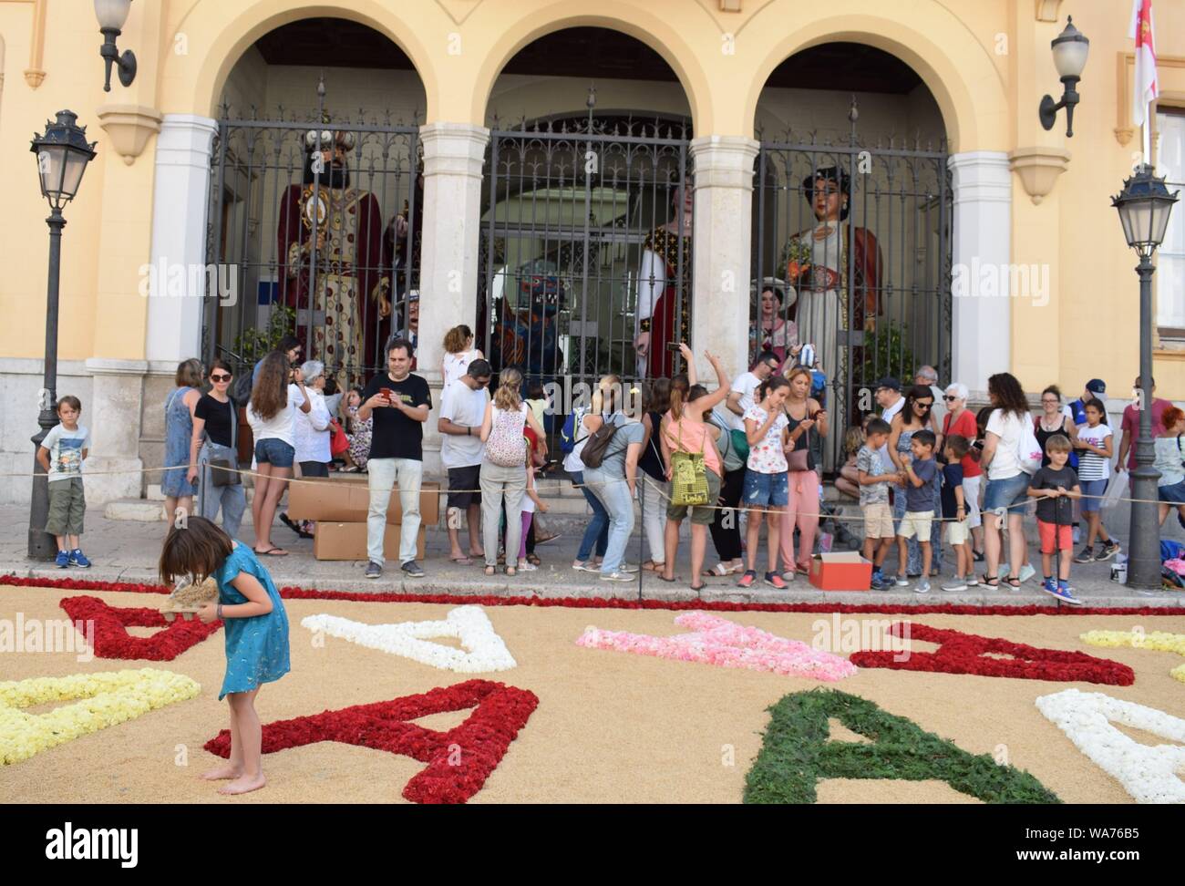 Tappeto floreale tradizione in Sitges Foto Stock