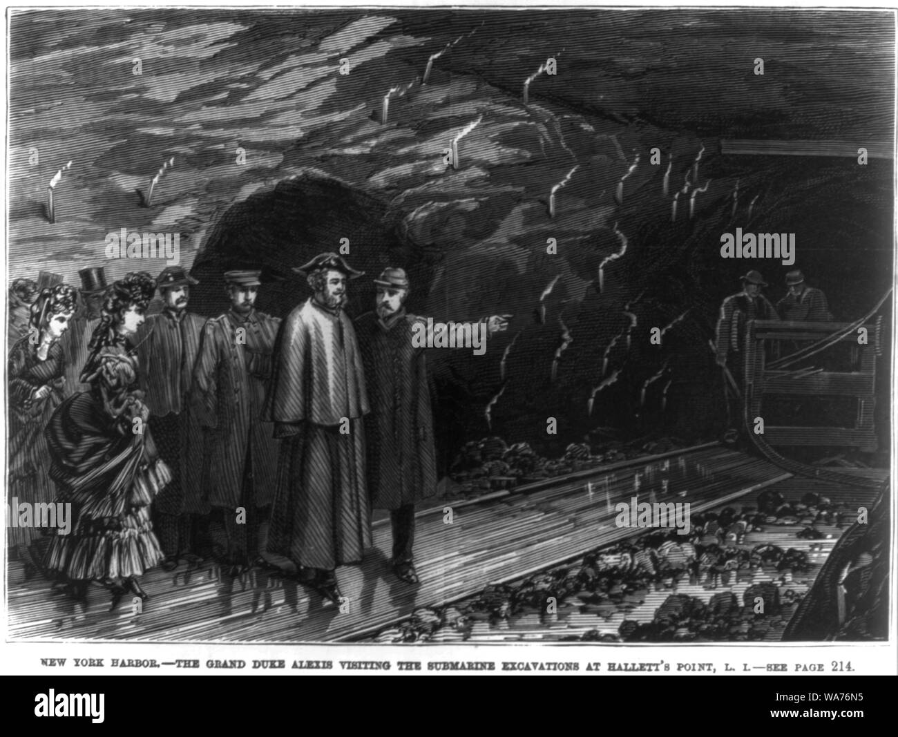 79262 - New York City - la Grand Duke Alexis rivedendo le operazioni del New York Fire Department, in Tompkins Square; 79262 - Il Granduca Alexis ispezione di scavo sottomarino a Hallet's, Long Island [allargamento Hell Gate canale Foto Stock