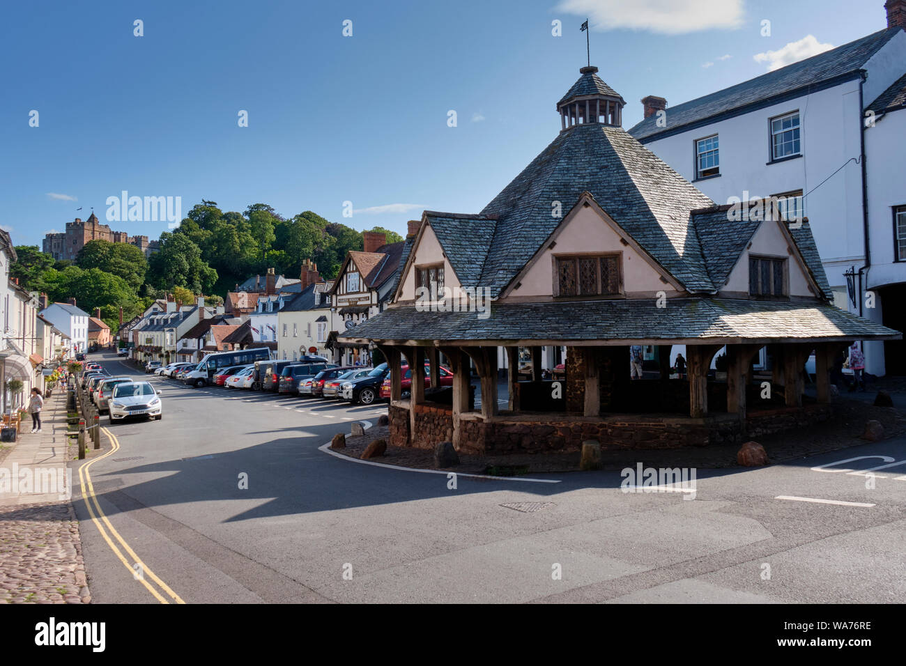 Il mercato dei filati di casa di Dunster, Somerset Foto Stock