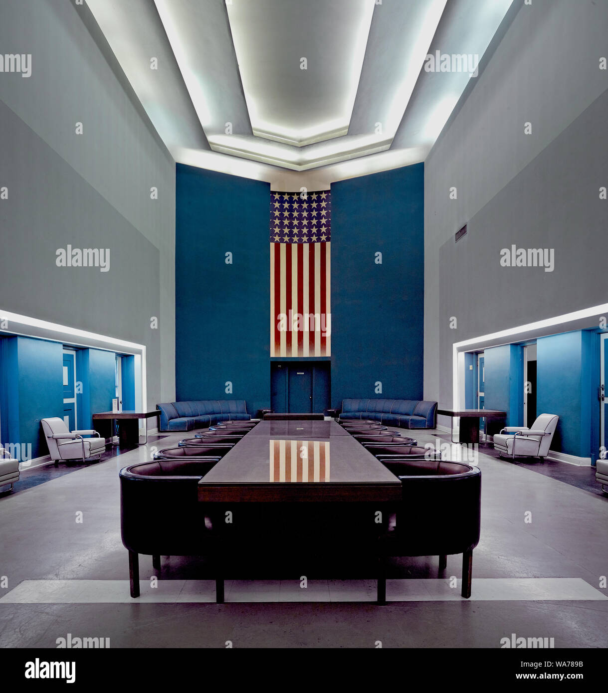 Una sala riunioni presso il Tower Building, ora sede del parco ma una volta che l'edificio federale al Fair Park, sito del 1936 Texas la celebrazione del centenario e la Pan American Exposition nel 1937 a Dallas, Texas Foto Stock