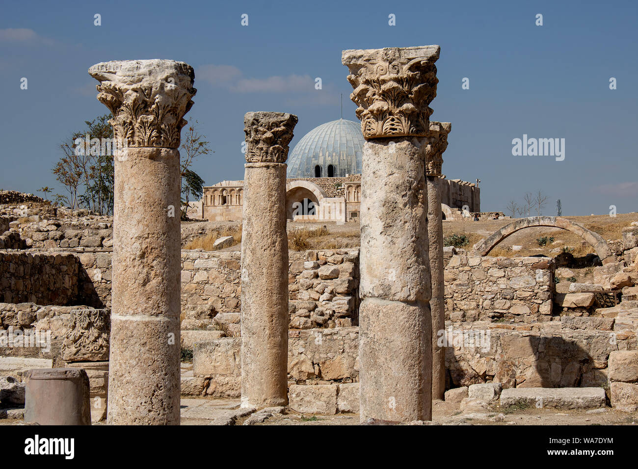 Tempio di Ercole nella cittadella di Amman, Amman, Giordania Foto Stock