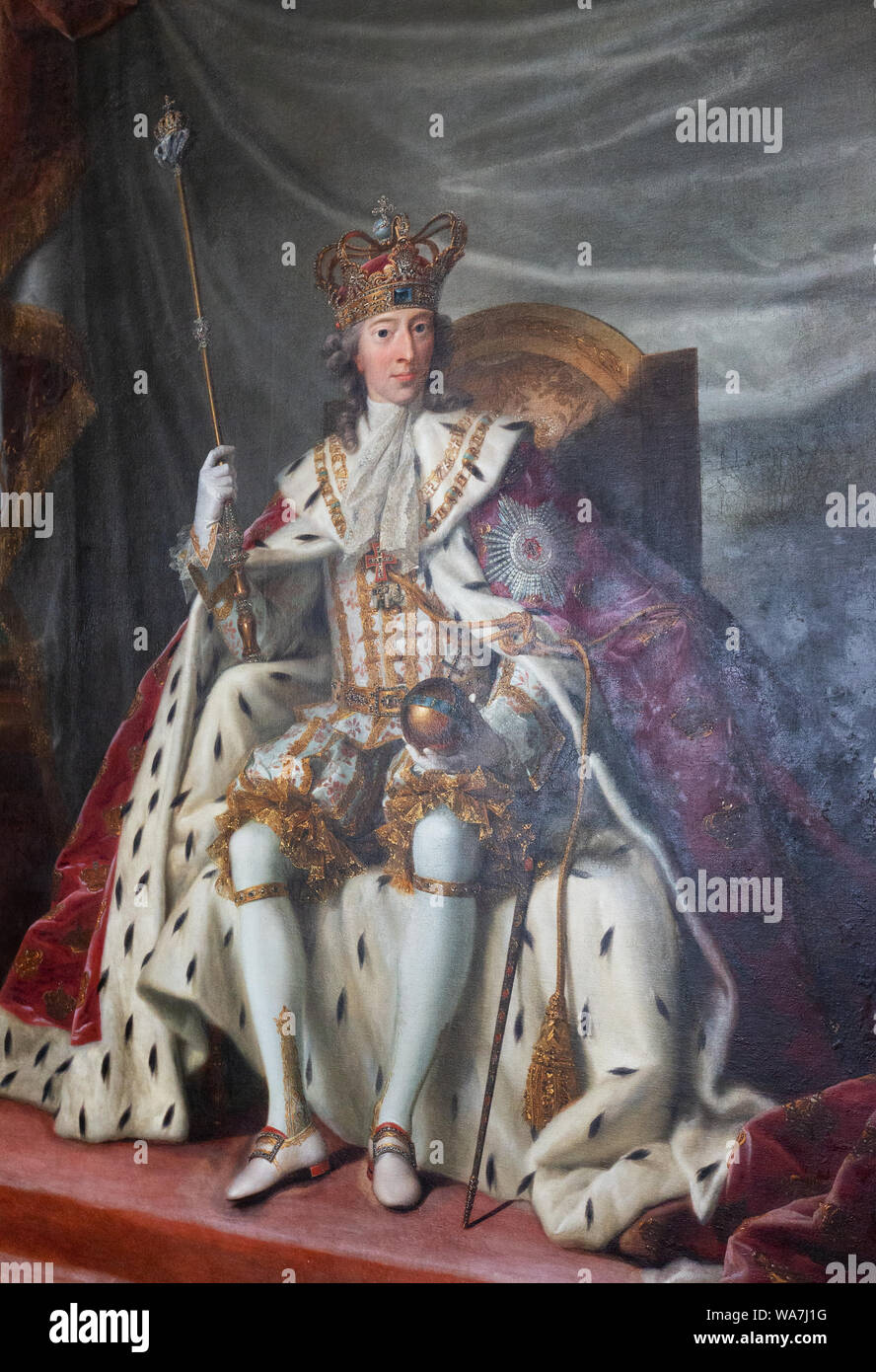 Il re cristiano VII di Danimarca; xviii secolo ritratto appeso in Christian VII's Hall, il Castello di Rosenborg, Copenhagen DANIMARCA Foto Stock