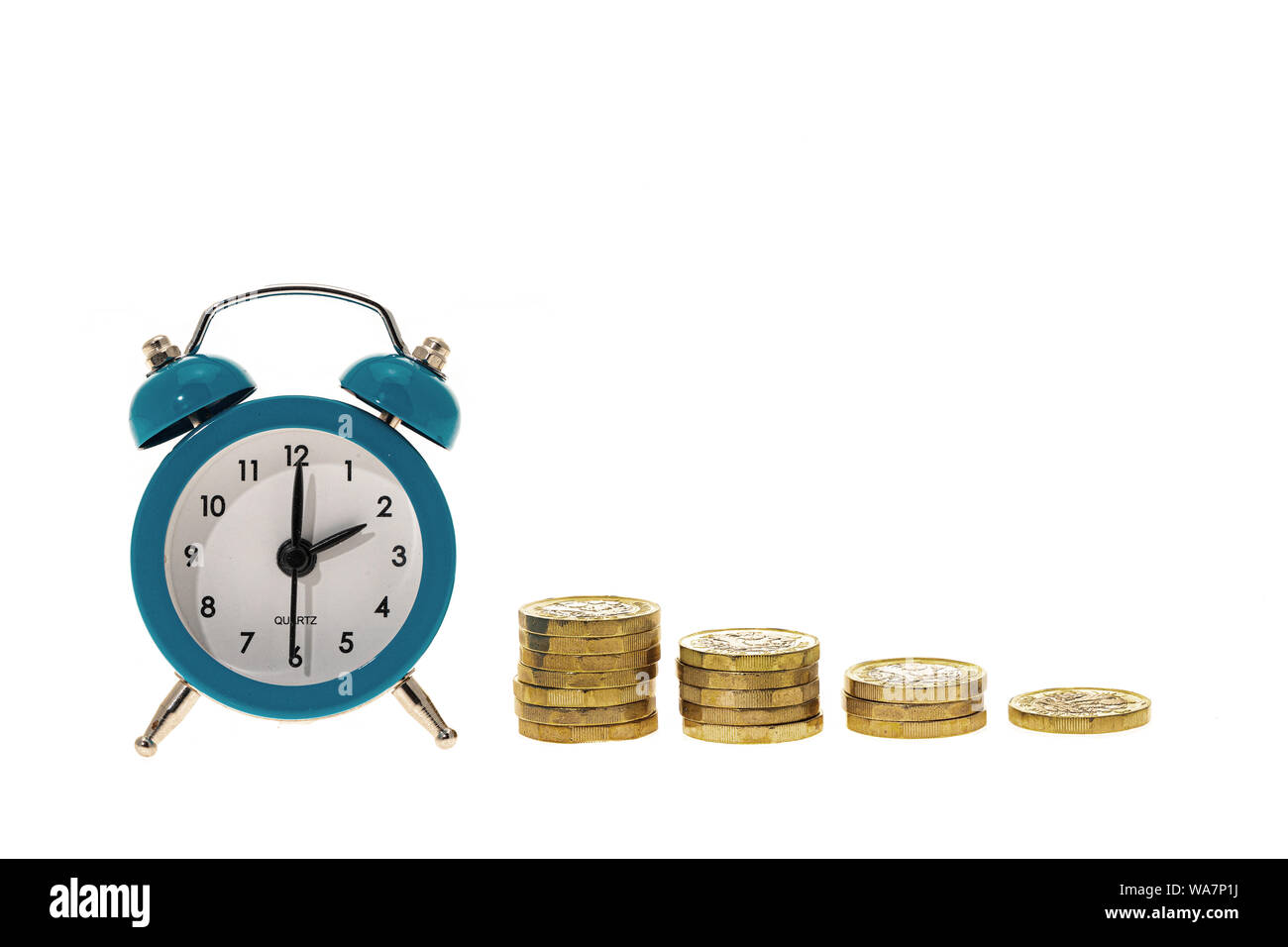 Il tempo e il concetto di denaro - sfondo bianco Foto Stock