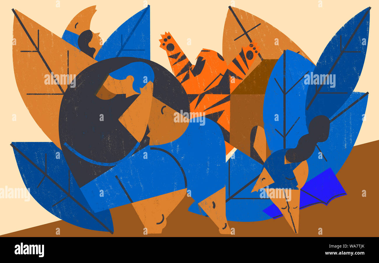 Disturbo di ansia e attacco di panico. Qualcuno sofferenze e disagi. Concetto colorati. Foto Stock