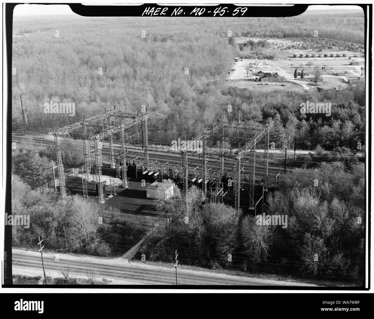 Bacon Hill sottostazione. Bacon Hill, Cecil Co., MD. Sec. 1201, MP 48.50. - Nord-est del corridoio ferroviario, Amtrak itinerario tra il distretto di Columbia-Maryland linea di stato e stato Maryland-Delaware linea, Baltimore, Città indipendente, MD Foto Stock