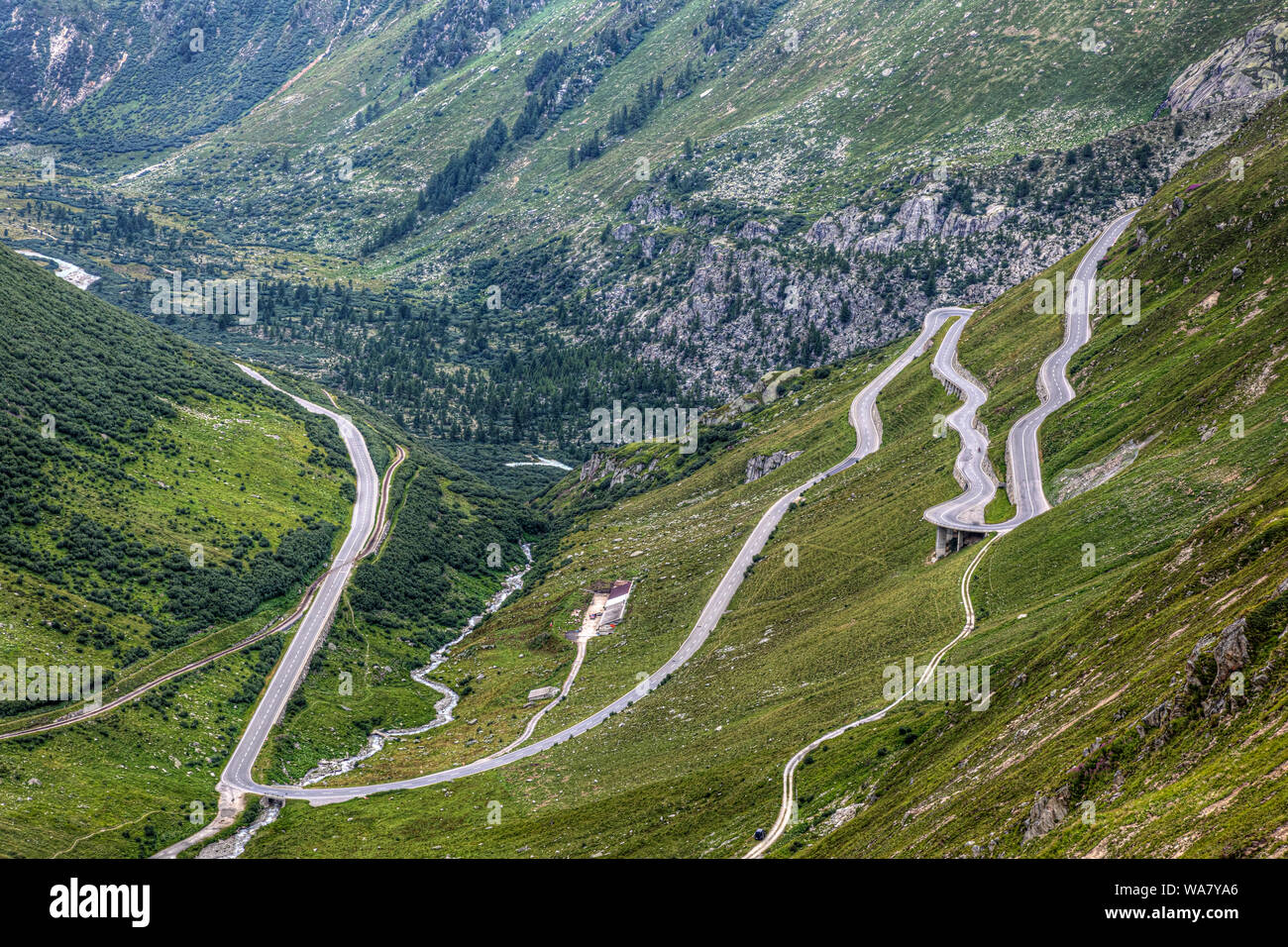 Furka Pass, Gletsch, Vallese, Svizzera, Europa Foto Stock