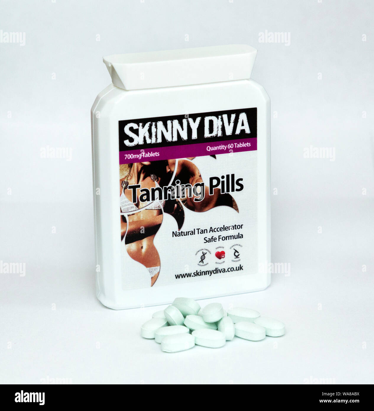 Skinny Diva pillole abbronzanti Foto Stock