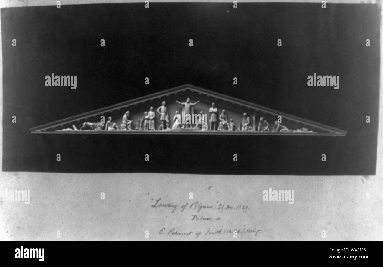 Capitol, maquette della scultura "lo sbarco di pellegrini' per il frontone orientale dell'ala sud della Camera dei rappresentanti Foto Stock