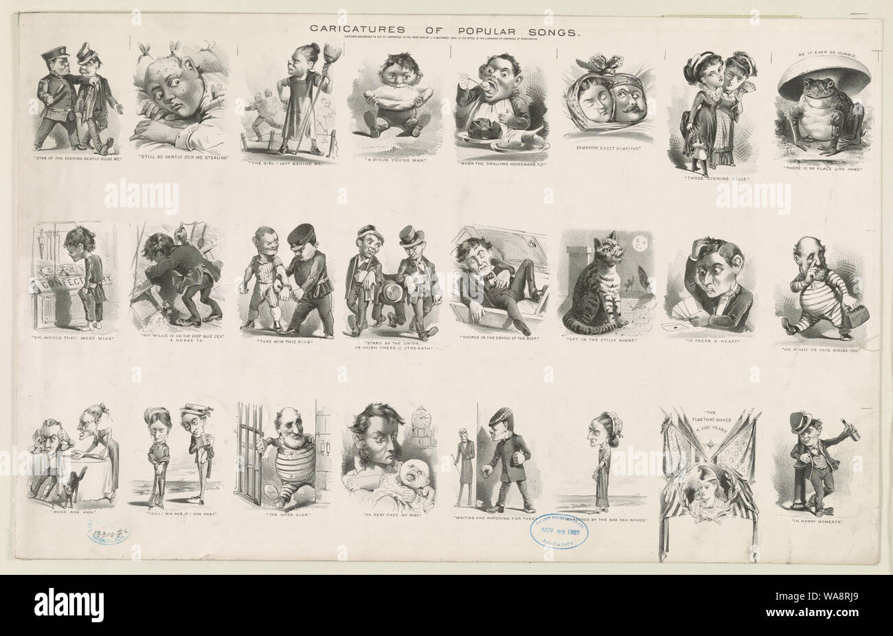 Caricature di canzoni popolari Foto Stock