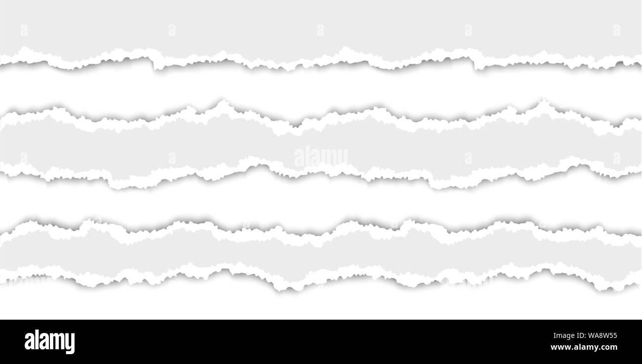 Perfetta presenza di frammenti di carta a righe. Grana carta con bordo danneggiato. Illustrazione Vettoriale Illustrazione Vettoriale