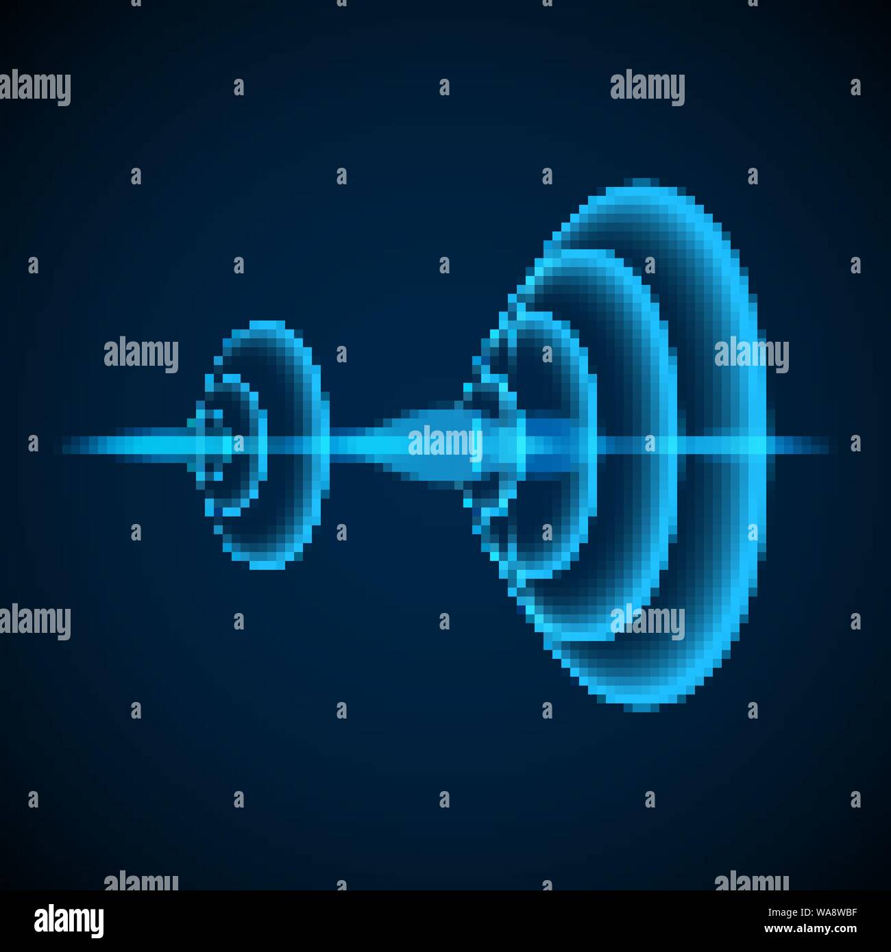 Abstract digital sound wave. Radiale onde sonar. Onda sinusoidale su sfondo scuro. Illustrazione Vettoriale Illustrazione Vettoriale