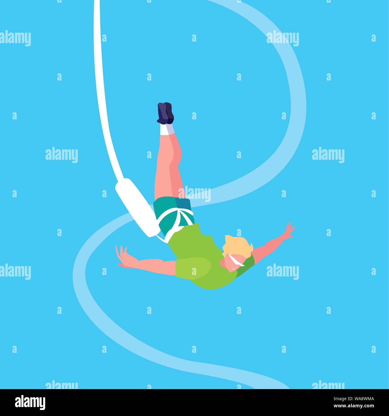 L'uomo praticare il bungee jumping sport extreme illustrazione vettoriale design Illustrazione Vettoriale