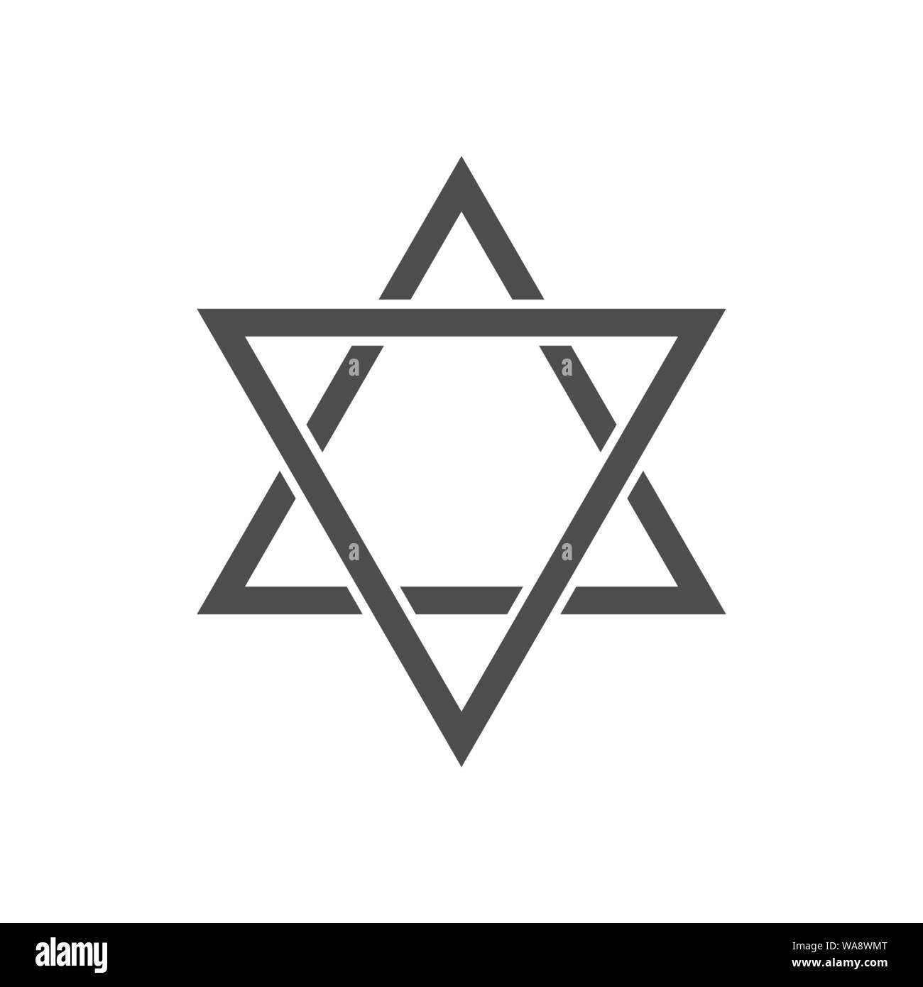 Stella di David icona. Sei punte stella geometrica figura, generalmente riconosciuto simbolo della moderna identità ebraica e il giudaismo simbolo di Israele Illustrazione Vettoriale