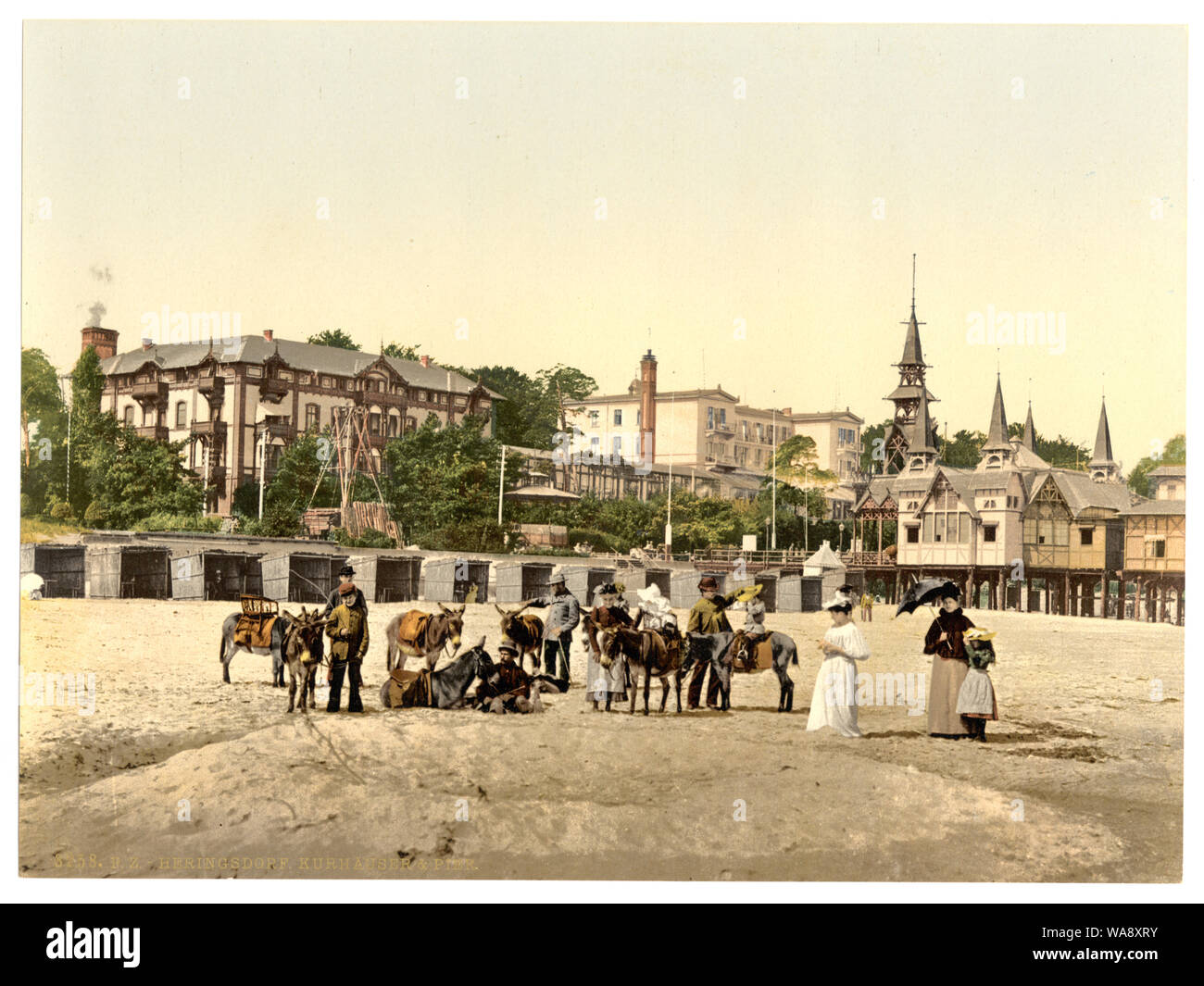 Casinò e Pier, Heringsdorf (cioè, Seebad Heringsdorf), Pomerania, Germania Foto Stock