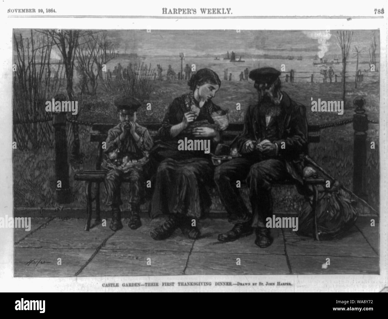 Il giardino del castello -- la loro prima cena di ringraziamento / Harper. Foto Stock