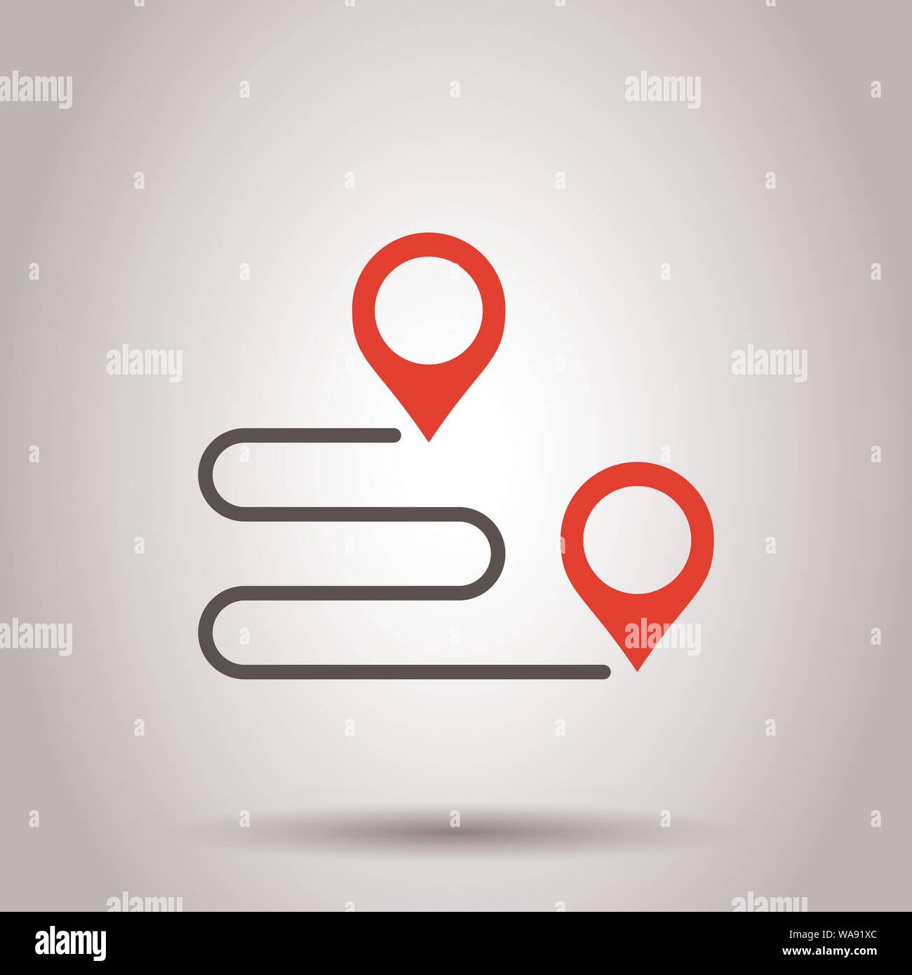 Sposta icona localizzazione in stile appartamento. Pin gps illustrazione vettoriale su sfondo isolato. Navigazione il concetto di business. Illustrazione Vettoriale