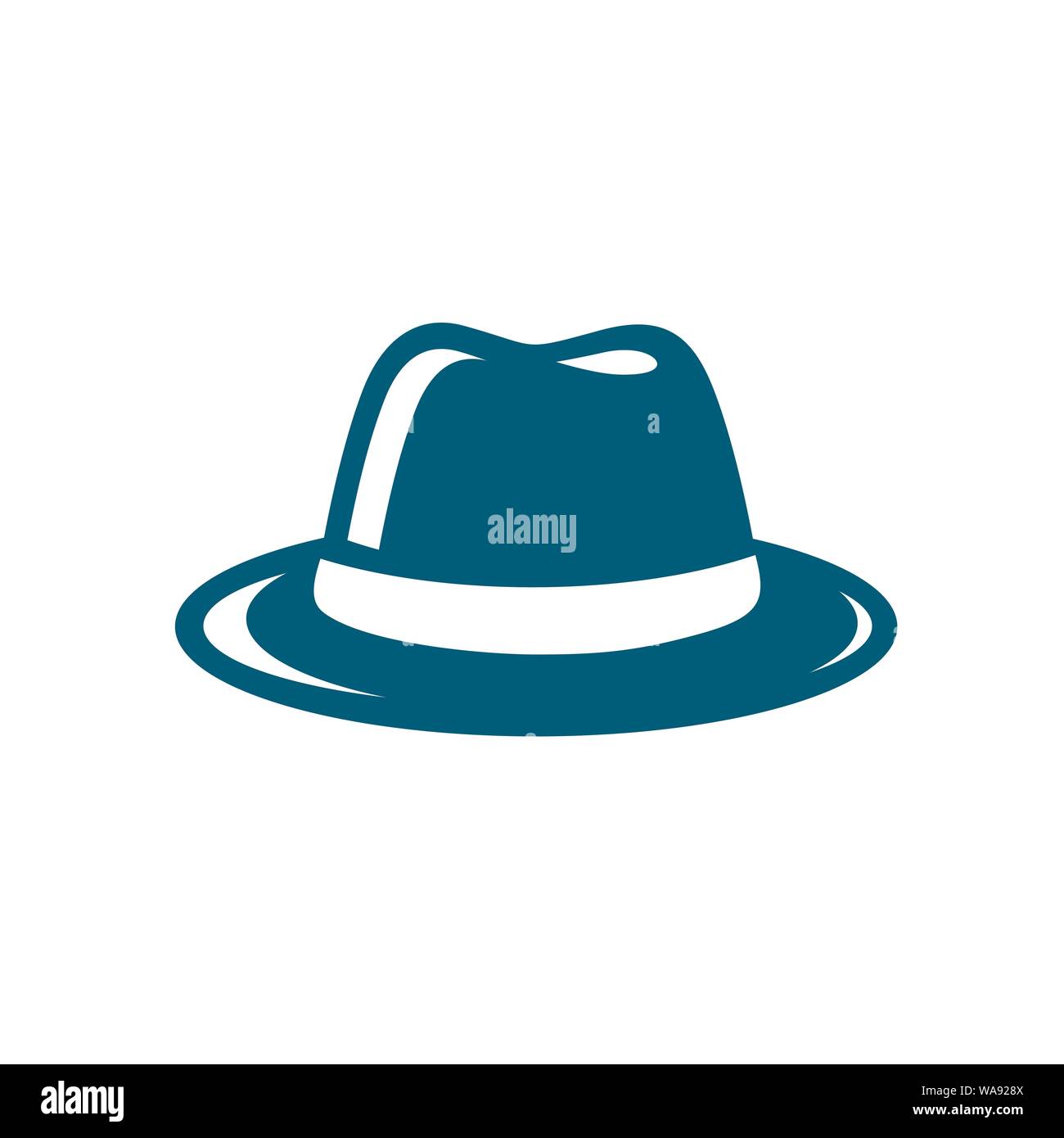 Blue Fedora Hat illustrazione. Icona retrò Logo Design Illustrazione Vettoriale Illustrazione Vettoriale