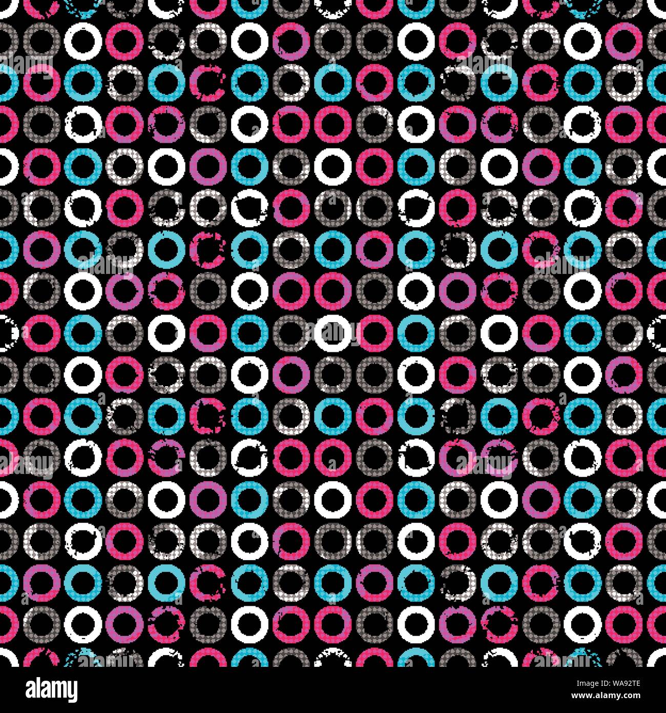Piccoli cerchi su sfondo nero effetto grunge seamless Illustrazione Vettoriale