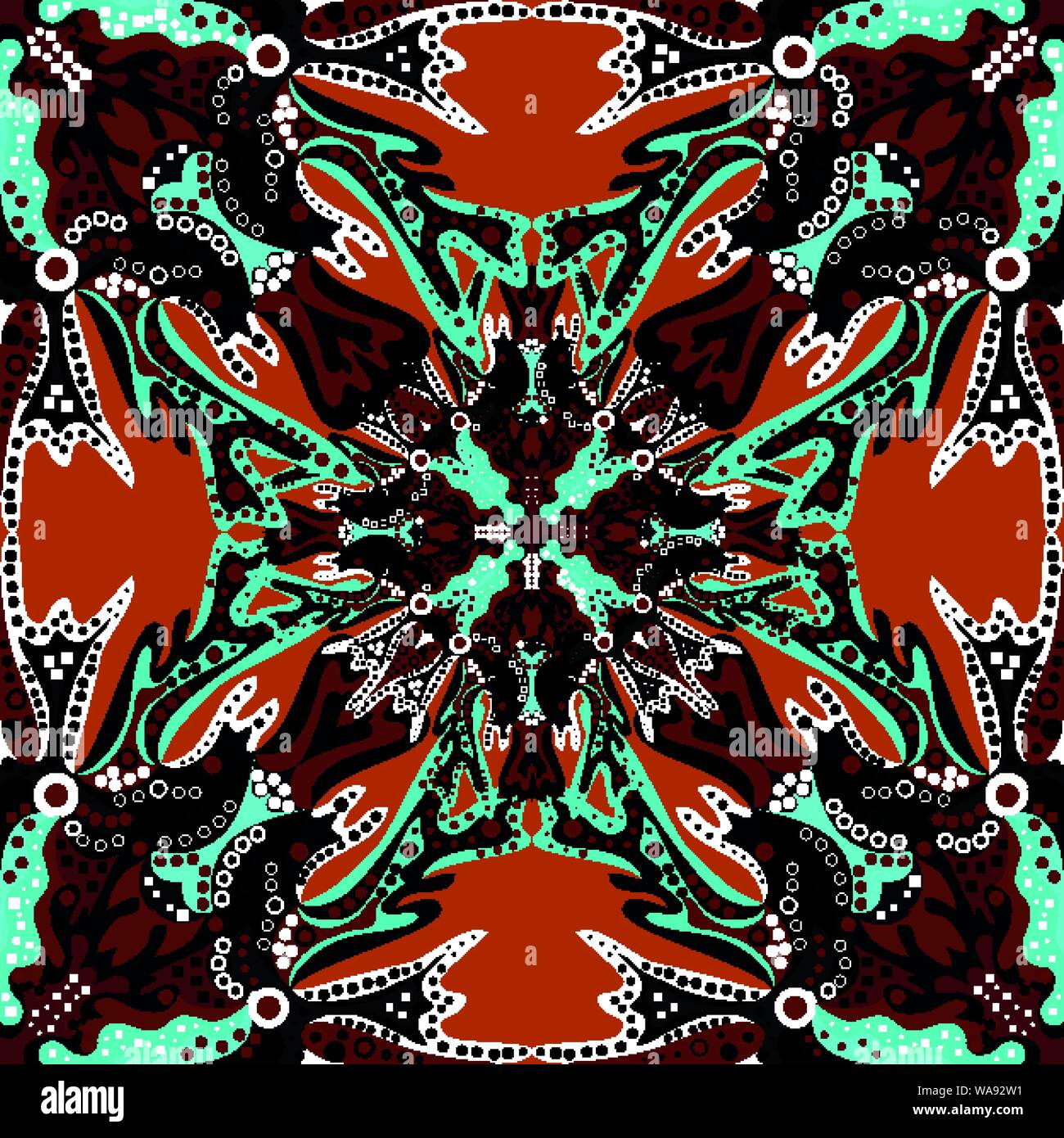 L'islam arabo motivi asiatici seamless pattern in stile orientale colorato sfondo ornamentale con elementi mandala Illustrazione Vettoriale
