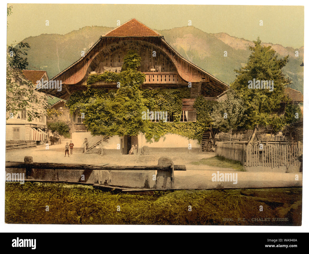Chalet Suisse, Oberland bernese, Svizzera; fa parte di: Viste della Svizzera nella stampa Photochrom collection.; titolo ideato dal personale della biblioteca.; stampa n. 17016. Foto Stock