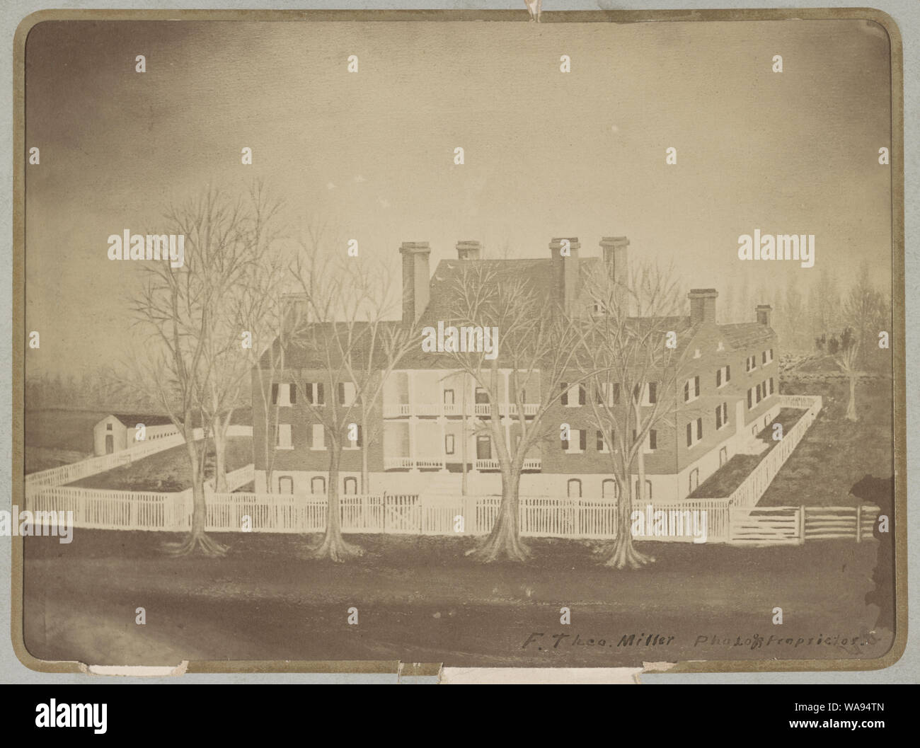 Chancellorsville, Va. sede del gen. Hooker durante la battaglia Abstract: fotografia mostra una riproduzione di un dipinto di Gran Cancelliere House come potrebbe avere un aspetto quando occupato dalla Unione generale Joseph Hooker durante la Battaglia di Chancellorsville. Foto Stock