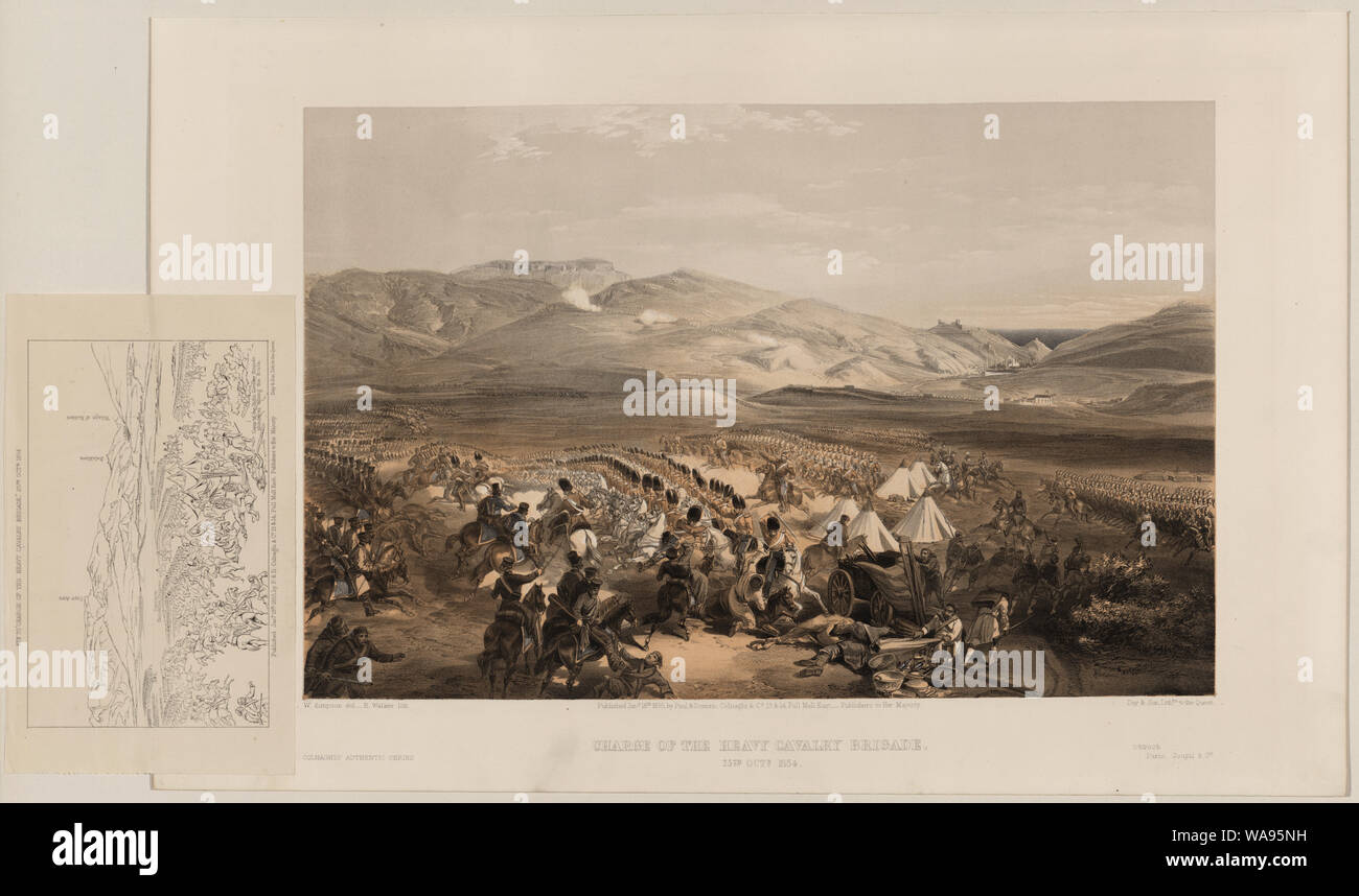 Carica della cavalleria pesante brigata, XXV Octr. 1854 / W. Simpson del. ; E. Walker lith. Foto Stock