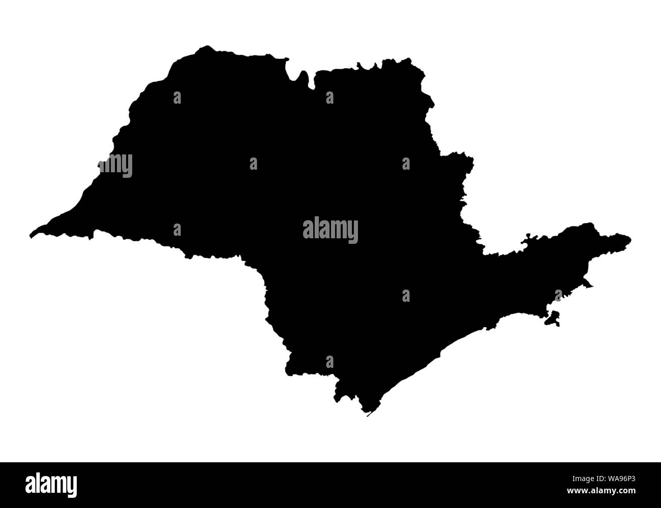 Sao Paulo membro sagoma scura mappa isolati su sfondo bianco Illustrazione Vettoriale