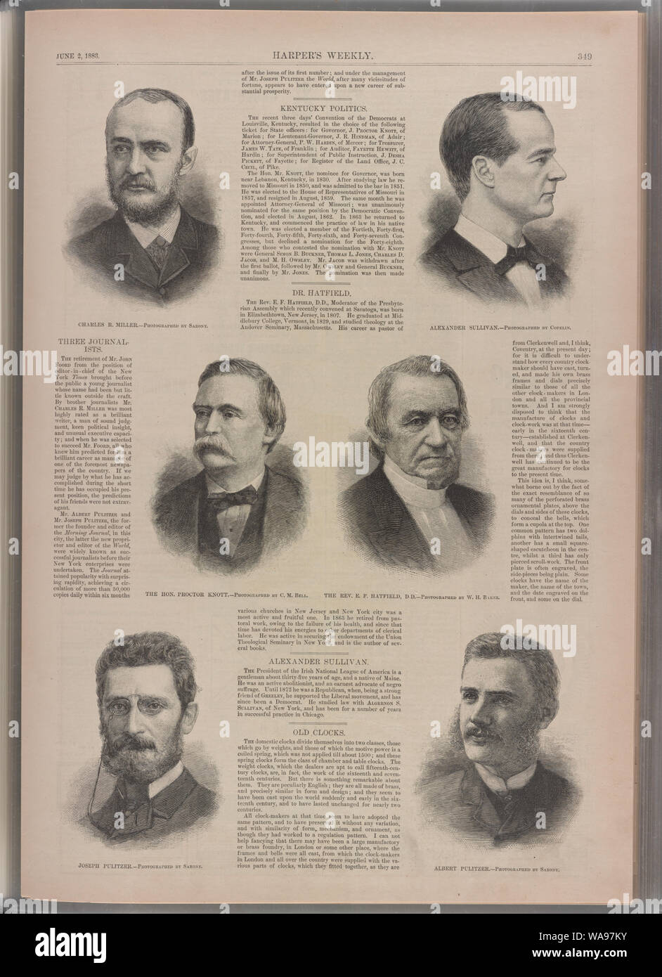 Charles R. Miller - Joseph Pulitzer - Albert Pulitzer - l'on. Proctor Knott - Rev. E.F. Hatfield, D.D. - Alexander Sullivan Foto Stock