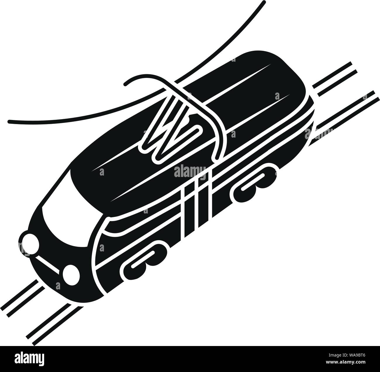 Viaggiare in tram car icona. Semplice illustrazione del tram di viaggio auto icona vettoriali per il web design isolato su sfondo bianco Illustrazione Vettoriale