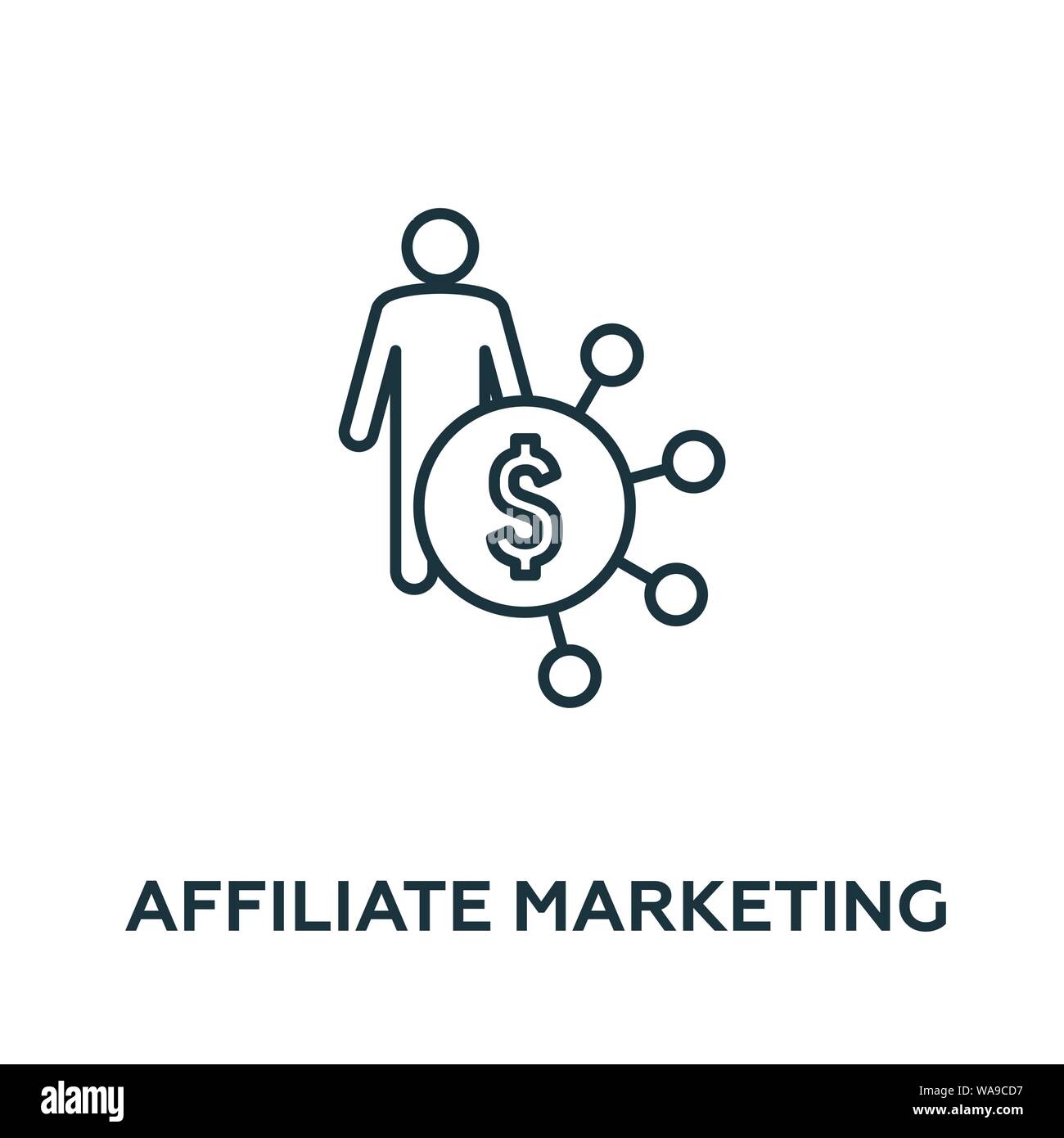 Simbolo icona vettore di vendita della filiale. Segno creativo dalla collezione di icone pubblicitarie. Riempito piatto Affiliate Marketing icona per computer e cellulare Illustrazione Vettoriale