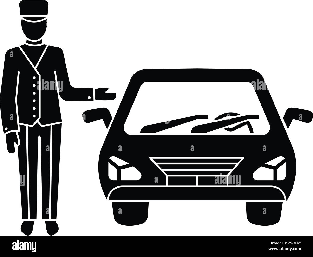 Hotel car valet, icona di stile semplice Illustrazione Vettoriale