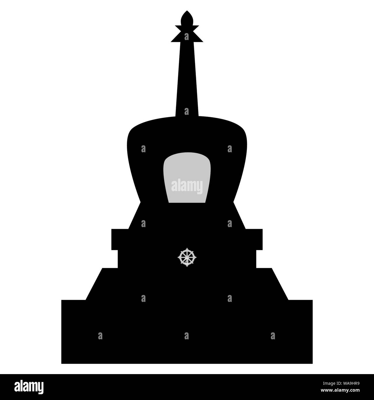 Stupa tibetano con la ruota del dharma Foto Stock