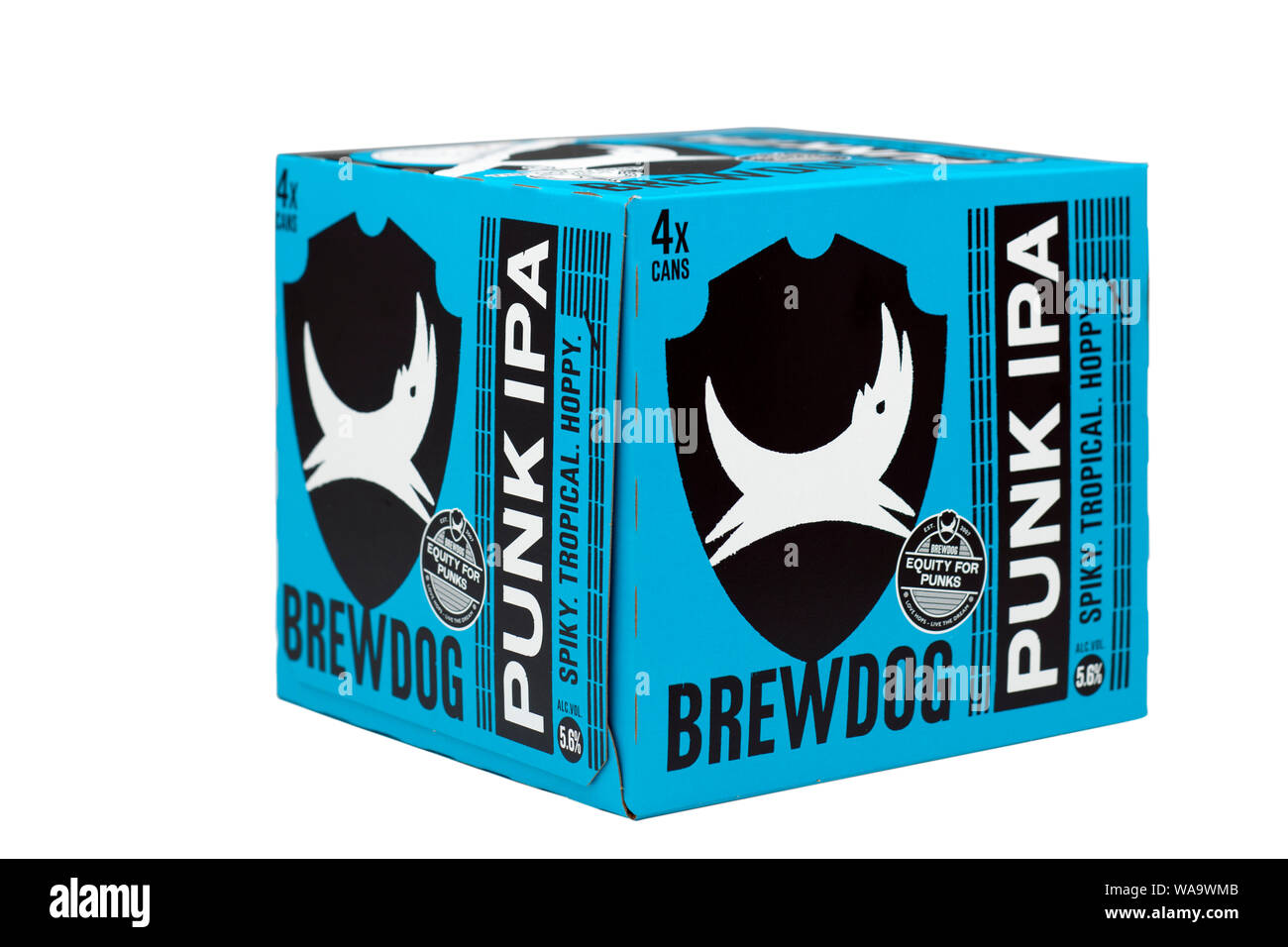 Quattro pacchetti di Brewdog Punk IPA Foto Stock
