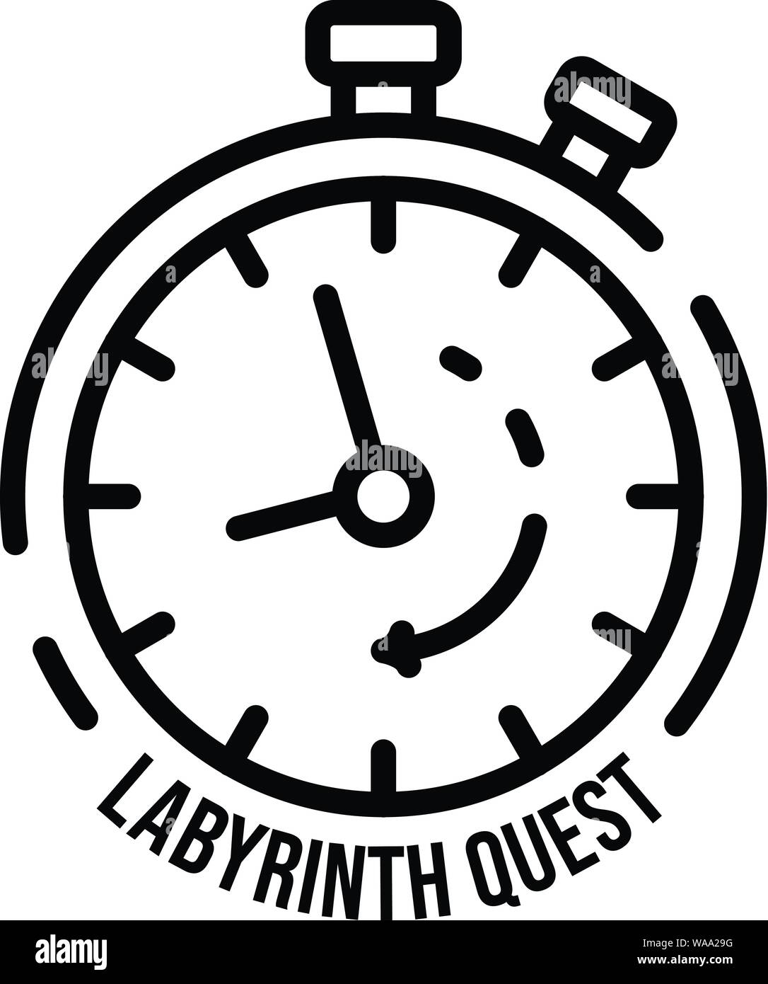 Cronometro labirinto ricerca icona, stile contorno Illustrazione Vettoriale
