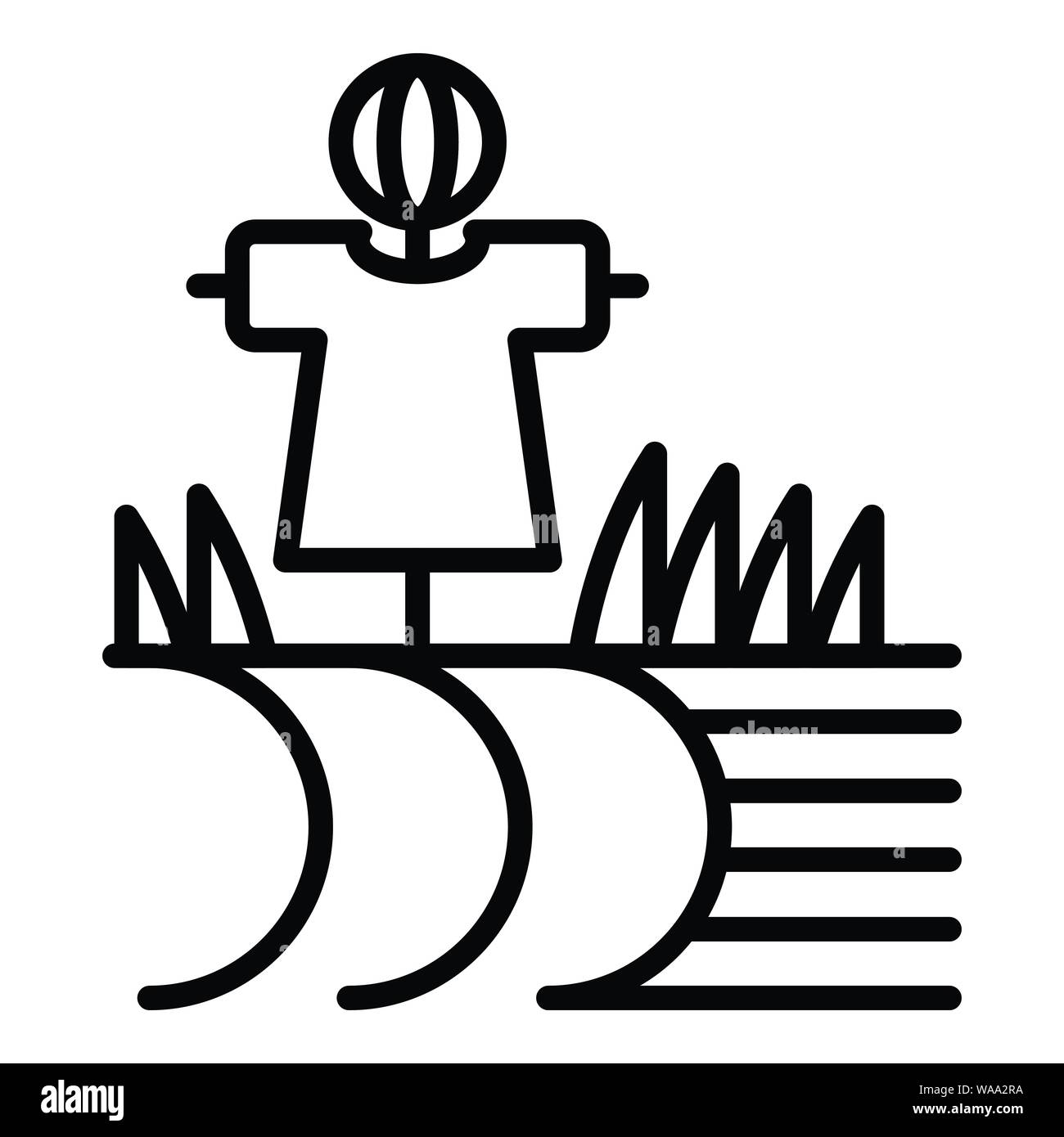 Azienda Agricola lo spaventapasseri icona, stile contorno Illustrazione Vettoriale
