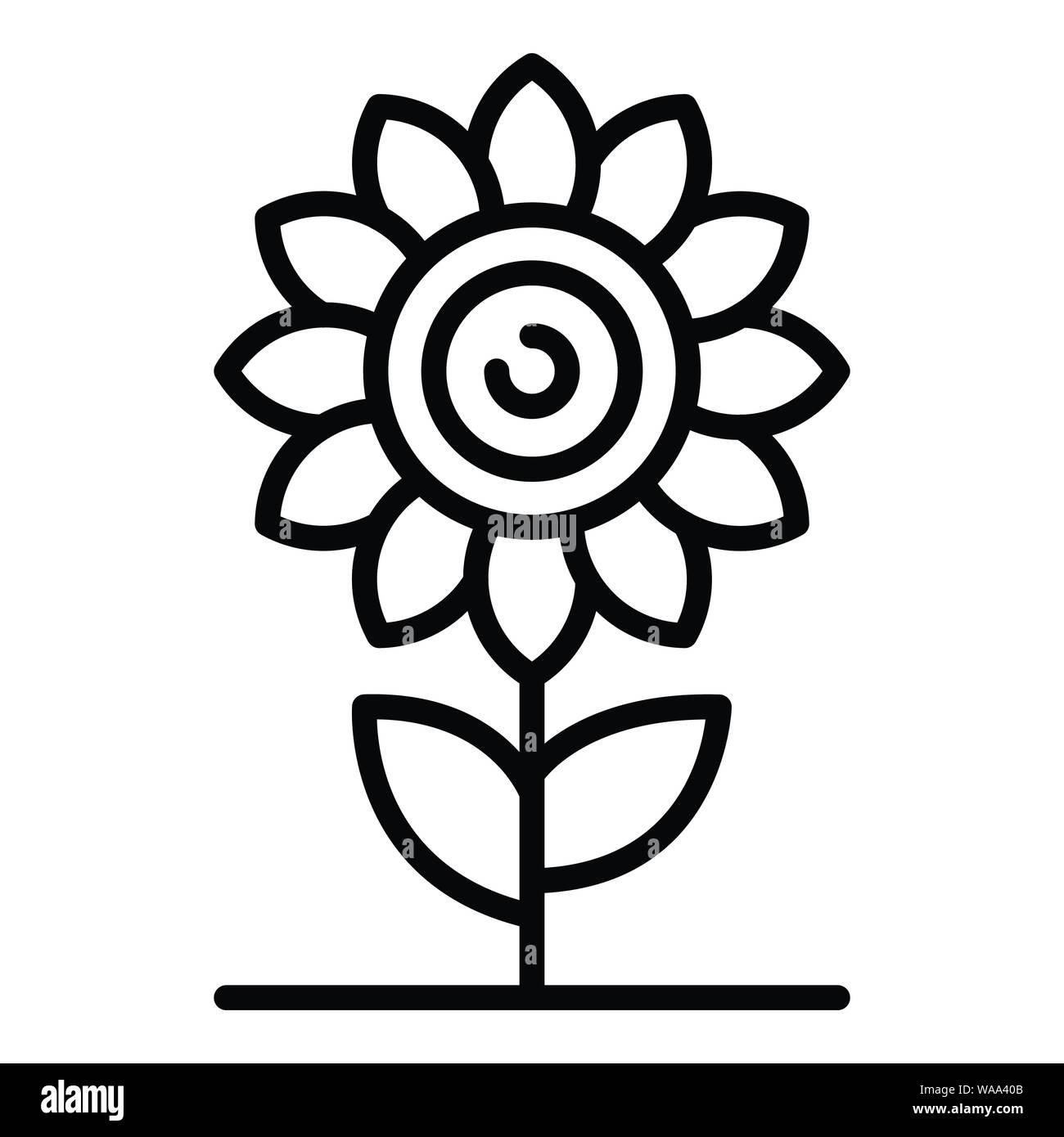 Icona di girasole, stile contorno Illustrazione Vettoriale