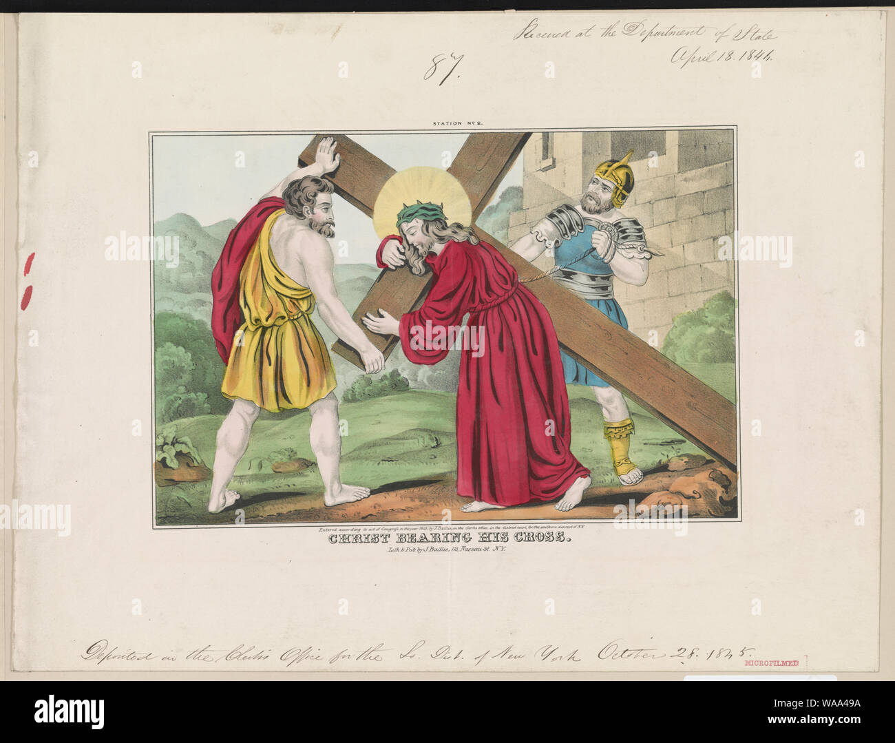 Cristo portando la sua croce Foto Stock