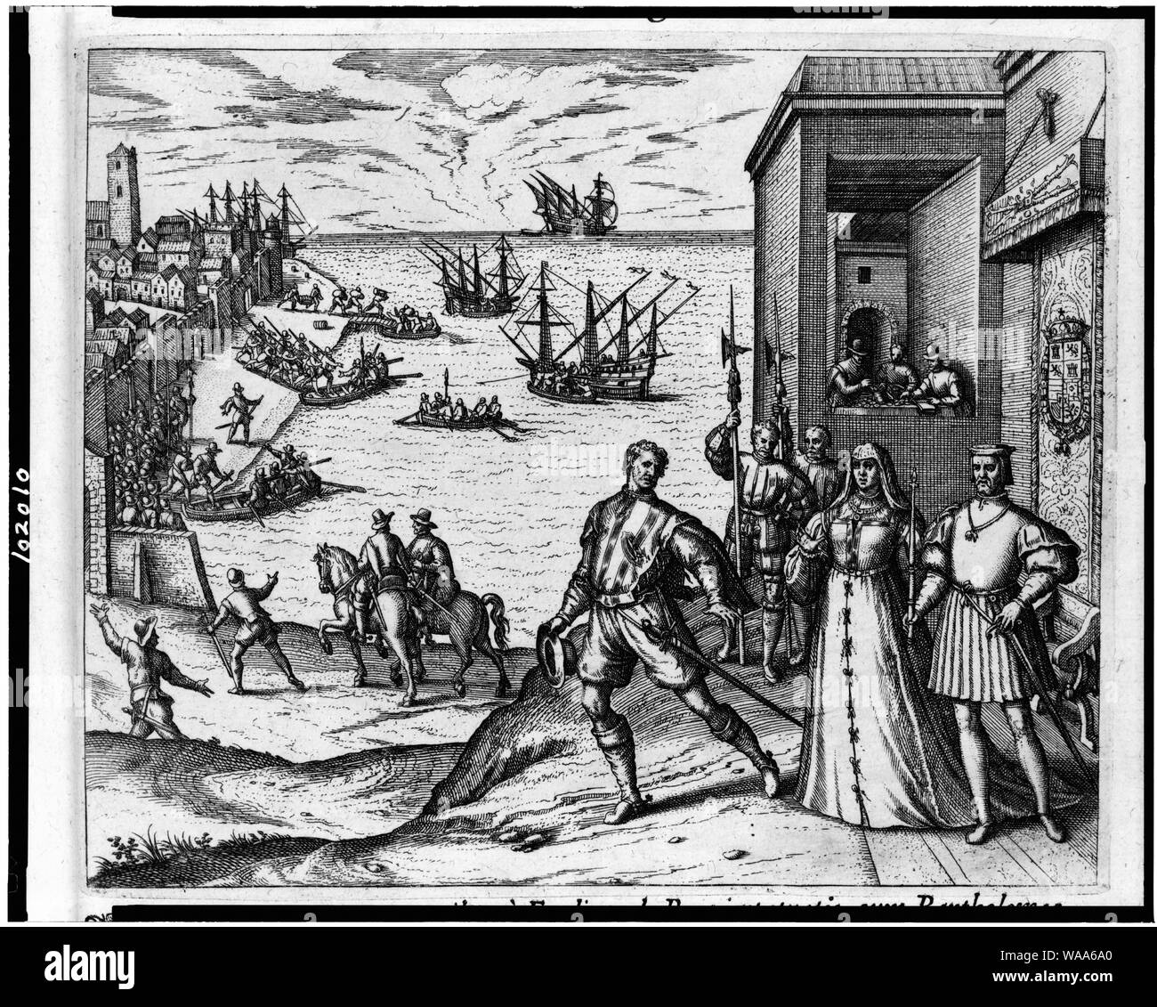 Cristoforo Colombo di lasciare la Spagna per andare in America Foto Stock