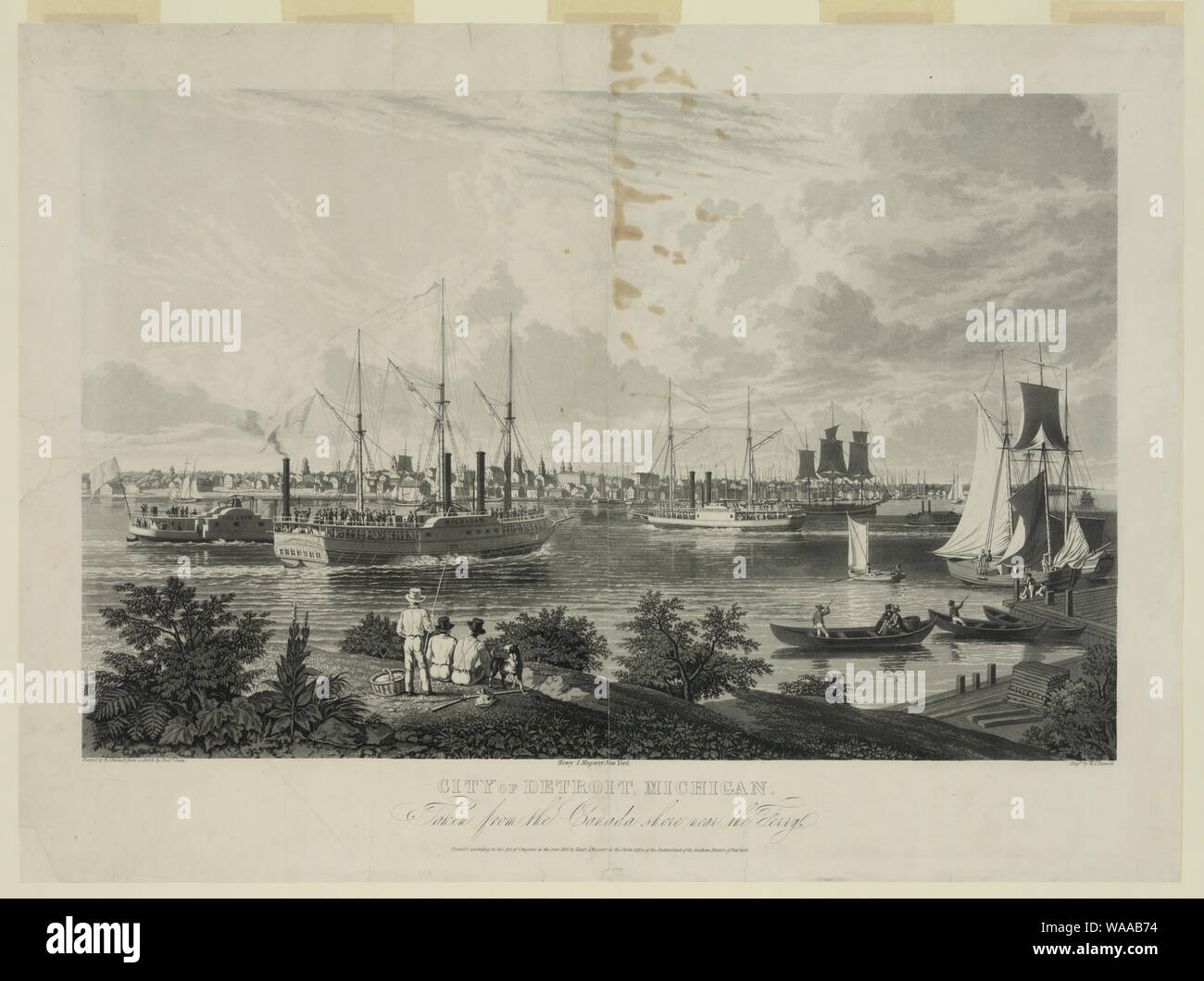 Città di Detroit, Michigan. Preso dal Canada shore vicino il traghetto Foto Stock