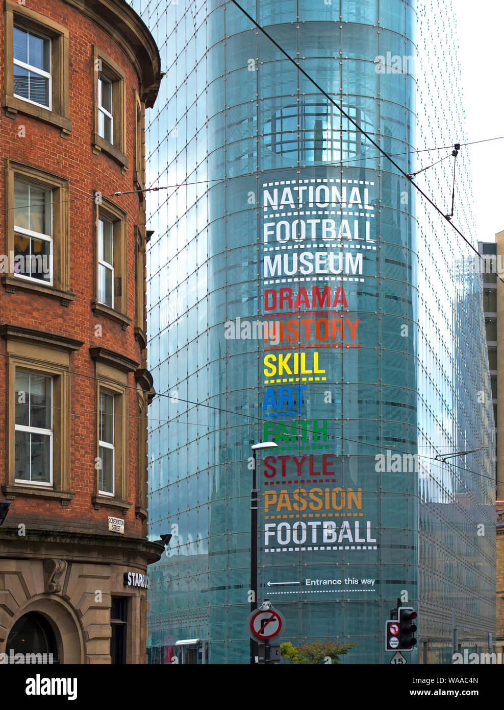 Il museo nazionale del calcio a Manchester in Inghilterra, Regno Unito. Foto Stock