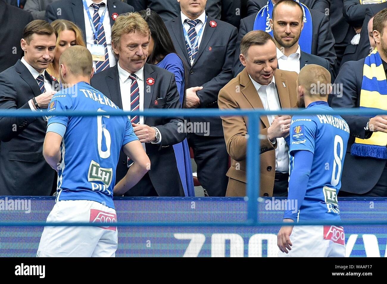 2 maggio 2017 Varsavia, Polonia. Partita finale Lech Poznan - Arka Gdynia. Nella foto: Presidente Andrzej Duda, Zbigniew Boniek Foto Stock