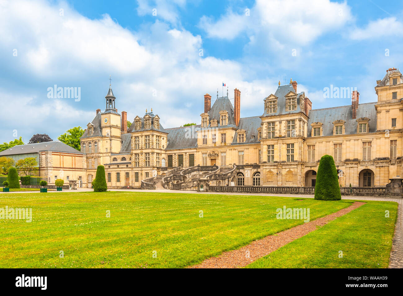 Palazzo di Fontainebleau vicino a Parigi in Francia Foto Stock