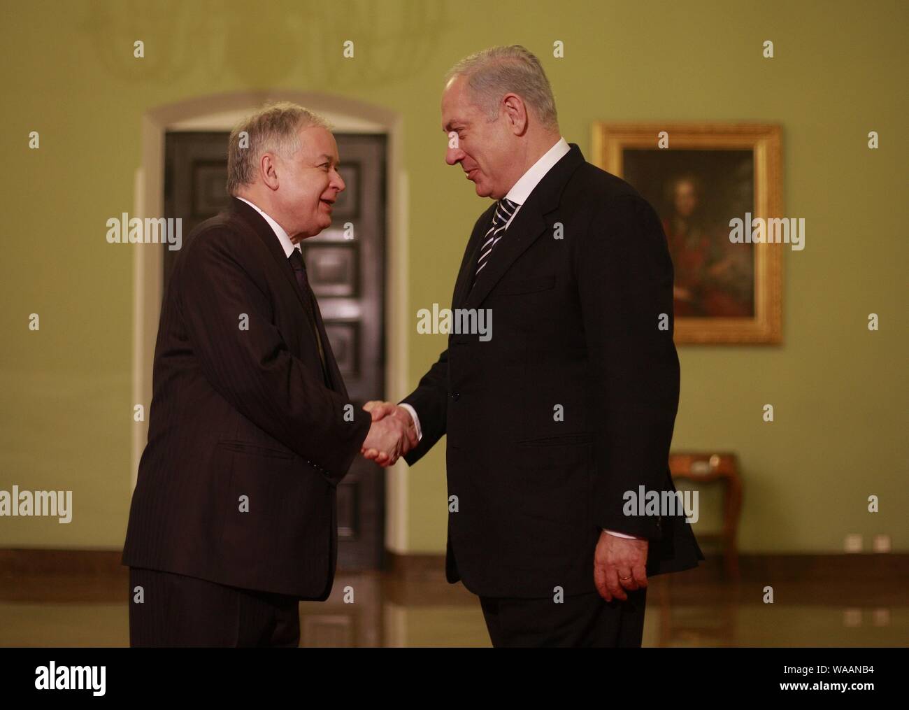 Varsavia, Polonia 26.01.2010. Lech Kaczynski alla riunione con PM di Israele Benjamin Netanjahu Foto Stock